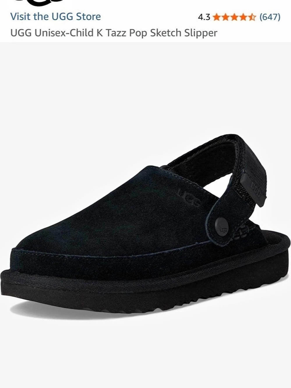 UGG Tazz Pop Sketch Black Kids Slippers